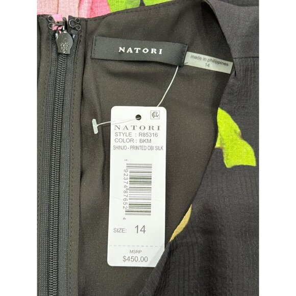 Natori Shinjo Floral Silk Blouse Black Sleeveless Top Womens Size 14 NEW $450 - Picture 4 of 7